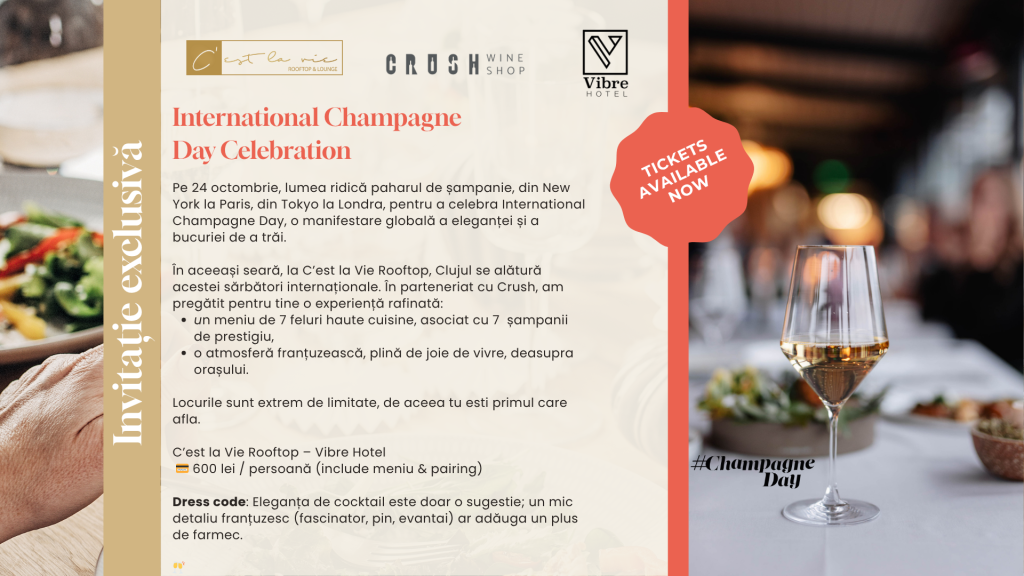 Joie de Vivre - International Champagne Day Celebration Champagne Day @ Vibre Hotel & C’est la Vie Rooftop Step into an evening where every course is a story, and every champagne a celebration. Indulge in a seven-course culinary journey, each dish paired with rare and exquisite champagnes.